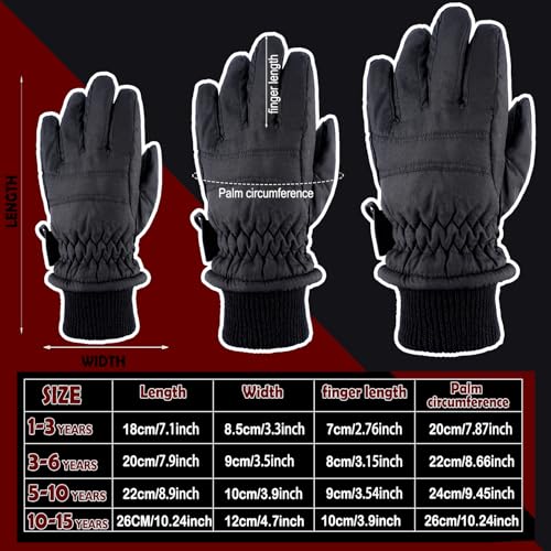 Boao 2 Pairs Kids Winter Ski Gloves Waterproof Warm Snow Mittens Full Finger Gloves for Toddlers Infants3