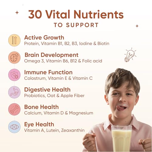 Image of Wellbeing Nutrition Kids Superfuel 7+years |Zero Added Sugar |9g Milk Protein Isolate, 23 Vitamins & Minerals, 100mg DHA, 3g Fiber, Probiotics |Height Growth, Immunity & Brain| Chocolate, Nutrition Drink Powder, 33g (33 grams, Creamy Vanilla)