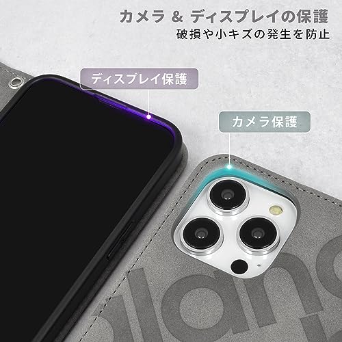 【 New Balance 正規品 】 iPhone15 Pro 対応 ケース 手帳型 カード収納 6.1インチ 3レンズ ブランドロゴ おしゃれ「スタンプロゴスエード」 ニューバランス ロゴ型押し アイフォン15プロ用 iPhone 15Pro用 ブランド スマホケース (グレー, iPhone 15 Pro)