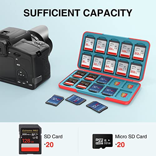 HEIYING Memory Card Case for SD/TF Cards,Portable SD Card Holder Storage Case Compatible with 20 SDXC SDHC and 20 TF Cards Slots - Image 2