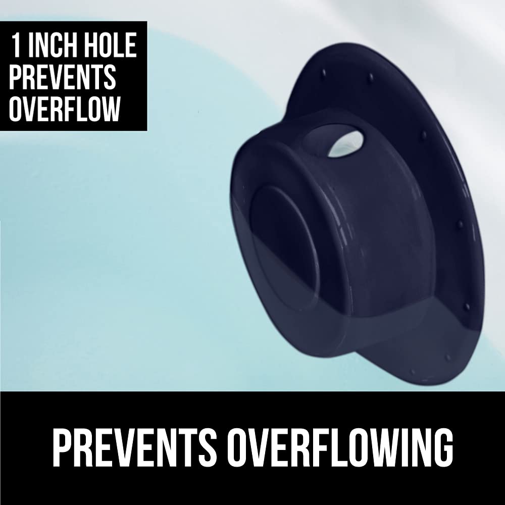 Amazon.com: Gorilla Grip Bathtub Overflow Drain Cover, Adds Inches of Water  for Deeper Warmer Bath, Suction Cup Seal, Plug Stopper Covers for Tub Drain,  Bathroom Spa Accessories, Large 6 Inch Diameter, Navy :