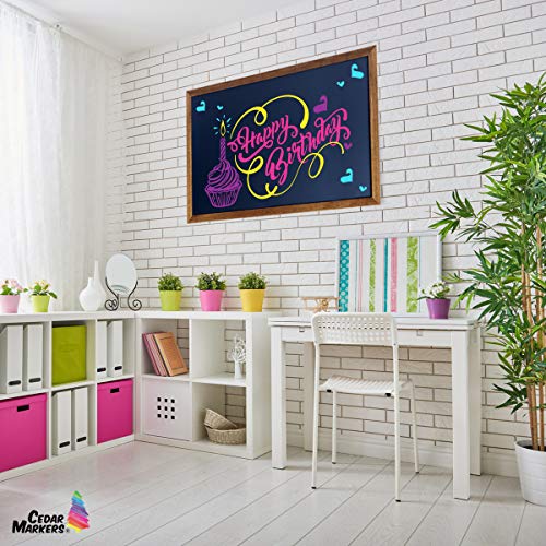 Cedar Markers 36\"x24\" Big Chalkboard with Wooden Frame. 100% Non-Porous Erasable Blackboard and Whiteboard for Liquid Chalk Markers. Magnet Board Chalk Board Decorative Chalkboard for Parties (36x24) - Thumbnail 6
