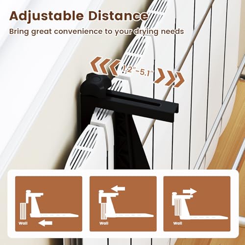 Image of Tangkula Portable Clothes Drying Rack, Extendable Radiator Clothes Airer with Robust Aluminum Frame for Balcony Railings Windowsill, Folding Towel Rack for Indoor & Outdoor Use (Large)
