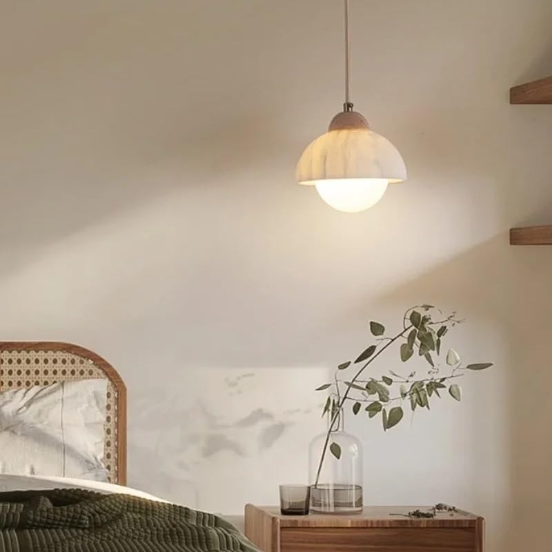 Lampe suspendue en marbre blanc de 15cm au design nordique moderne pour salon