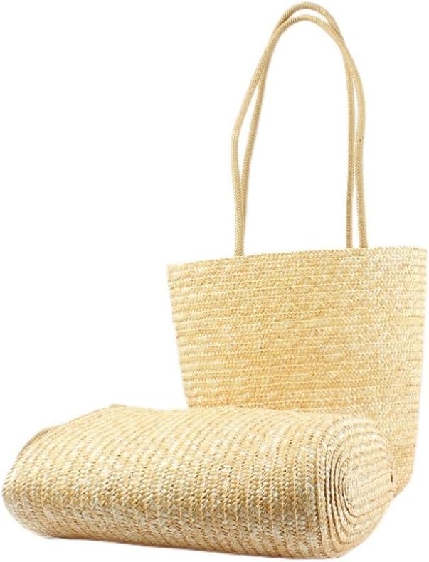 Handbag Bucket Woven Bag All-Match Straw Woven Bag Women's Shoulder Holiday Bags Straw Bags Handbag