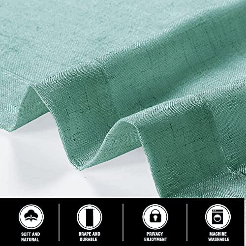 Image of LINENWALAS Cotton Curtains Set of 2, Canvas Window Curtains for Home Decor, Hangs Elegantly with Back Loops (4.5ft x 6 ft, Aqua)