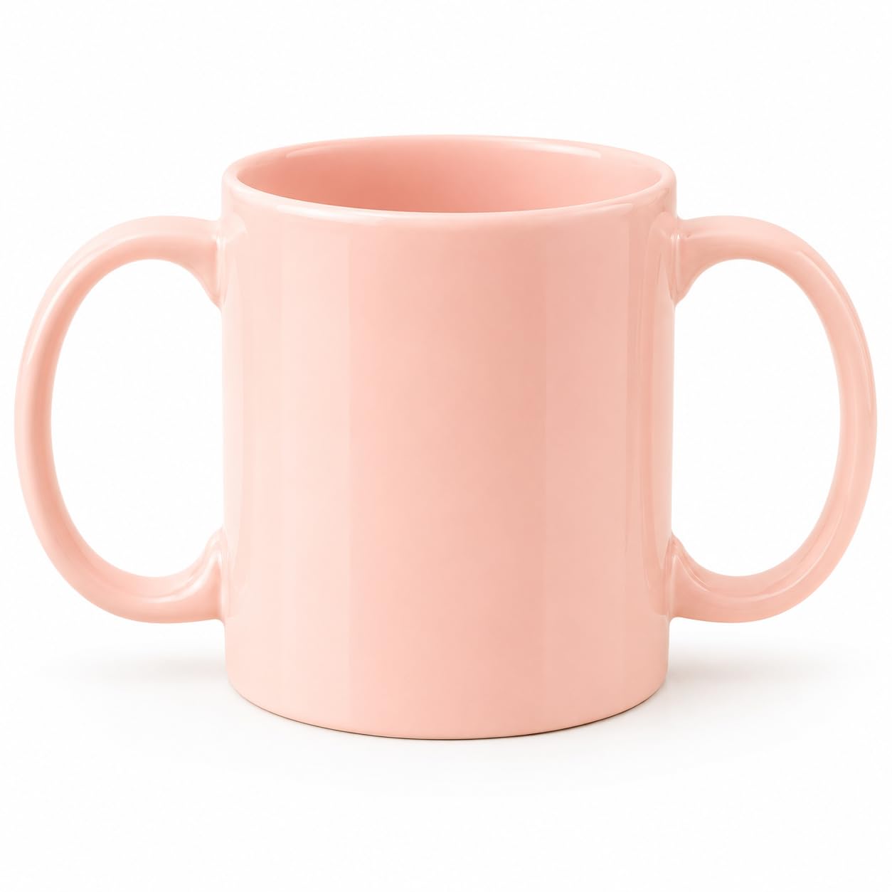 Durable Ceramic Dual Handle Mug for Secure Hold 11.83 US Fl. Oz. (350 Ml) BPA-FREE - Double Grip Mug Pink Color-image-10