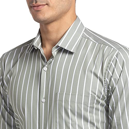 Image of Park Avenue Men's Pure Cotton Stripe Pattern Slim Fit Ainsley Collar Full Sleeve Formal Shirt