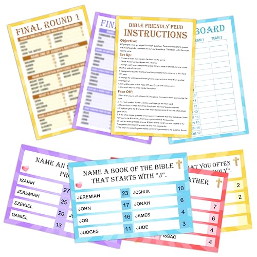 Bible Friendly Feud Game, Fun Christian Game Card for Adults,