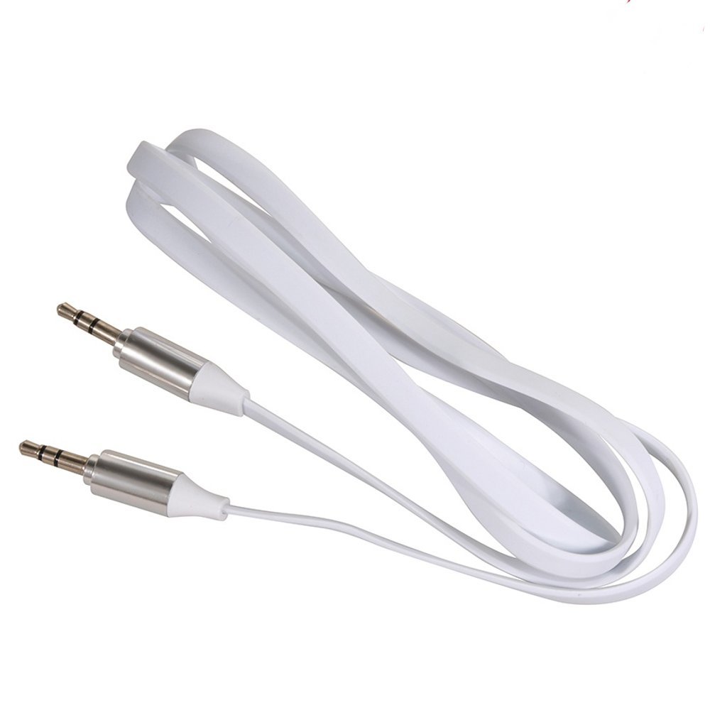 Maclean MCTV Metal Jack - Jack Straight Flat Tangle Free Audio Stereo AUX Cable 1m 2m (1m, White) - Image 3