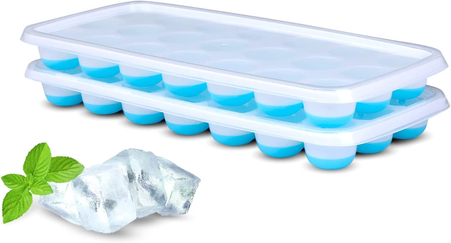 Sprqcart Easy Push Premium Pop Up Ice Cube Tray with Flexible Silicon Bottom and Over Lid, 21 Cube Trays Stackable Durable and Dishwasher Safe (Blue, Pack of 2) (B0C4PFZ2BY) Amazon Price History, Amazon Price Tracker