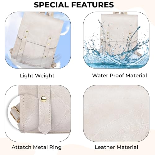 Image of Kraptick Stylish Casual Backpack | PU Leather Laptop Bag for Office, College & Travel | Lightweight & Spacious Daypack | Fits 13.3 inches Laptop | Fashionable & Durable Backpack for Women