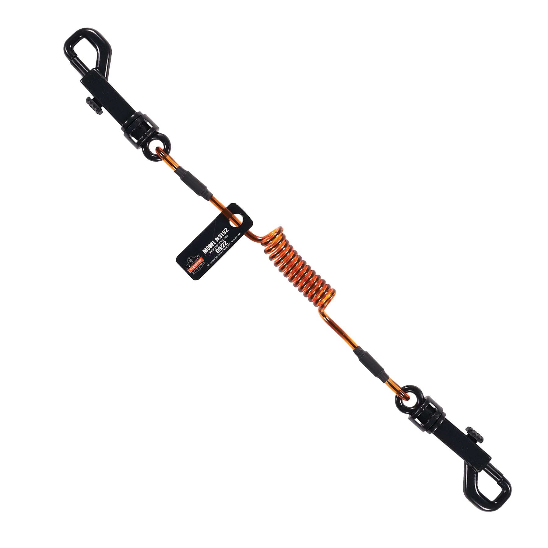 Ergodyne Squids 3152 - Correa de cordón en espiral - Extremos de fijación de gancho giratorio dual, 2 libras