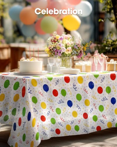 Image of Pureegg Plastic Table Cloth Disposable 54x108 Inch 10 Pack, Rainbow
