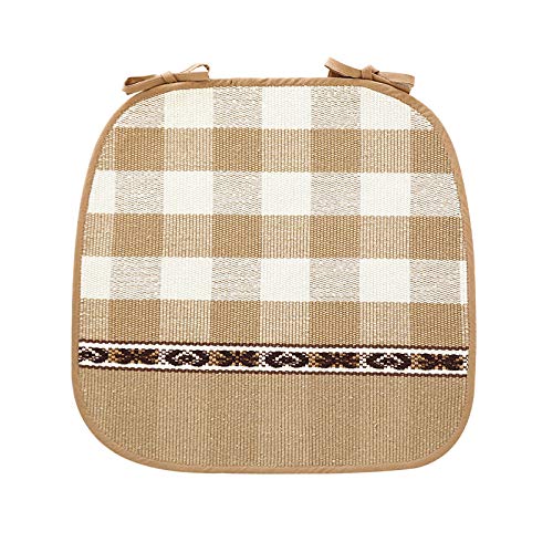 Set Of 4 Chair Seat Pads Cushion With Ties, D-Shape, Cotton Chair Pads For Garden Patio Kitchen Dining 48X50Cm,Brass #TOP2