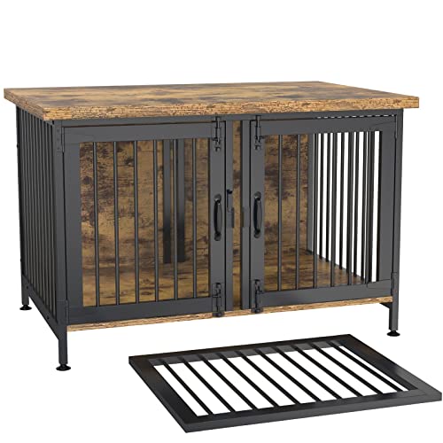 Gdlf Double Dog Crate With Divider For 2 Small Dogs Or 1 Dog, Furniture Style Kennel Indoor Cage With Removable Panel (Int.dims:36.2”Wx24.5”Dx21”H) #TOP5