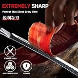 Huusk 10 Inch Butcher Knife for Meat Cutting, Brisket Slicing Knives | Japanese Curved Meat Carving Knives with Wood Handle for BBQ, Turkey, Ideal Grilling Gift for Men and Women