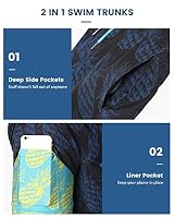 maamgic Badehose Herren 2-in-1 mit Innenhose Schnelltrocknend Badeshorts – Ansicht 4