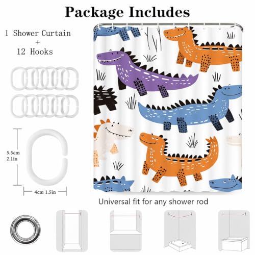 Rideau douche polyester crocodile 120x180 cm lavable avec 12 crochets