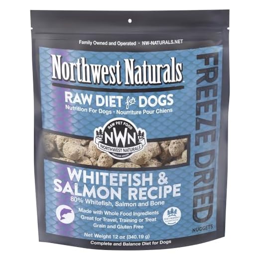 Northwest Naturals Freeze-Dried Whitefish & Salmon Dog Food - Bite-Sized Nuggets - Grain-Free, High-Protein, Raw Diet, Human-Grade Ingredients, All Natural, Omega-3 for Skin & Coat, Made in USA, 12 Oz