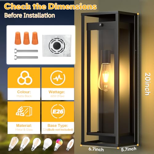 Image of 20in Dusk to Dawn Outdoor Lighting Extra Large Modern Waterproof Sconce