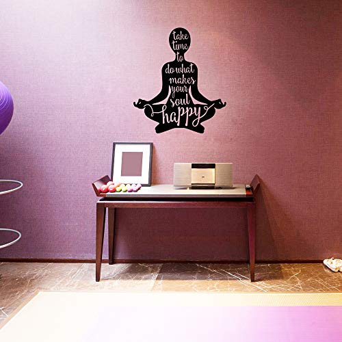Flywalld Yoga Silhouette Wall Decals Decoration For Yoga Room Gym Living Room Vinyl Art Stickers Decor - Take Time To Do What Makes Your Soul Happy #TOP1