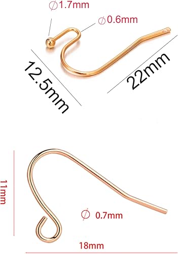 Miniatura 70 de Ganchos de oro para aretes, 80 piezas/40 pares, cables de oreja, 240 piezas hipoalergénicas de joyería con anillos de salto y tapones de silicona
