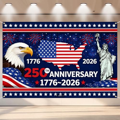 7 x 5 FT 250th Anniversary America Flag Backdrop, Patriotic