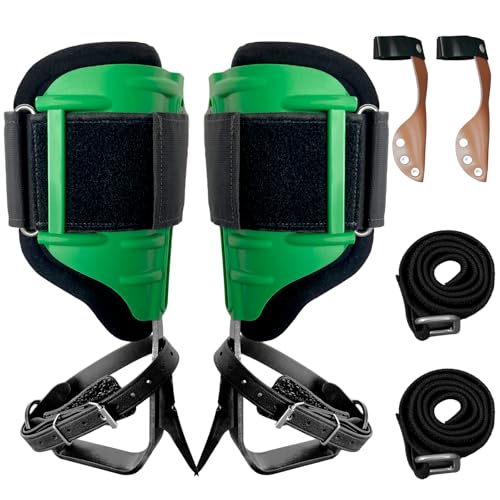 Tree Climbing Spikes Set,Adjustable Tree Climbing Gear with Straps and Spike Protectors , 350lbs Load Capacity, Green, Classic Style, Tree Climbing Gear Kit for Climbers, Fruit Picking & Lumberjack