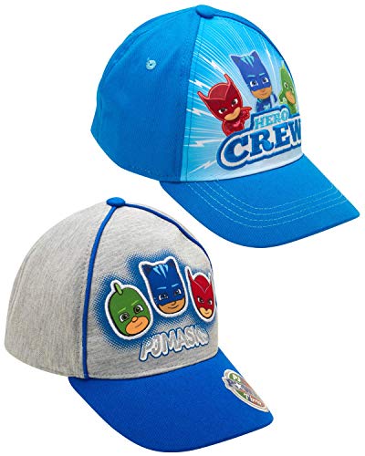 Pj Masks Boys' Baseball Cap - 2 Pack Catboy, Owlette, Gekko Curved Brim Snap Back Hat (2T-7), Size 4-7 Years, Pj Mask Blue/Grey #TOP14