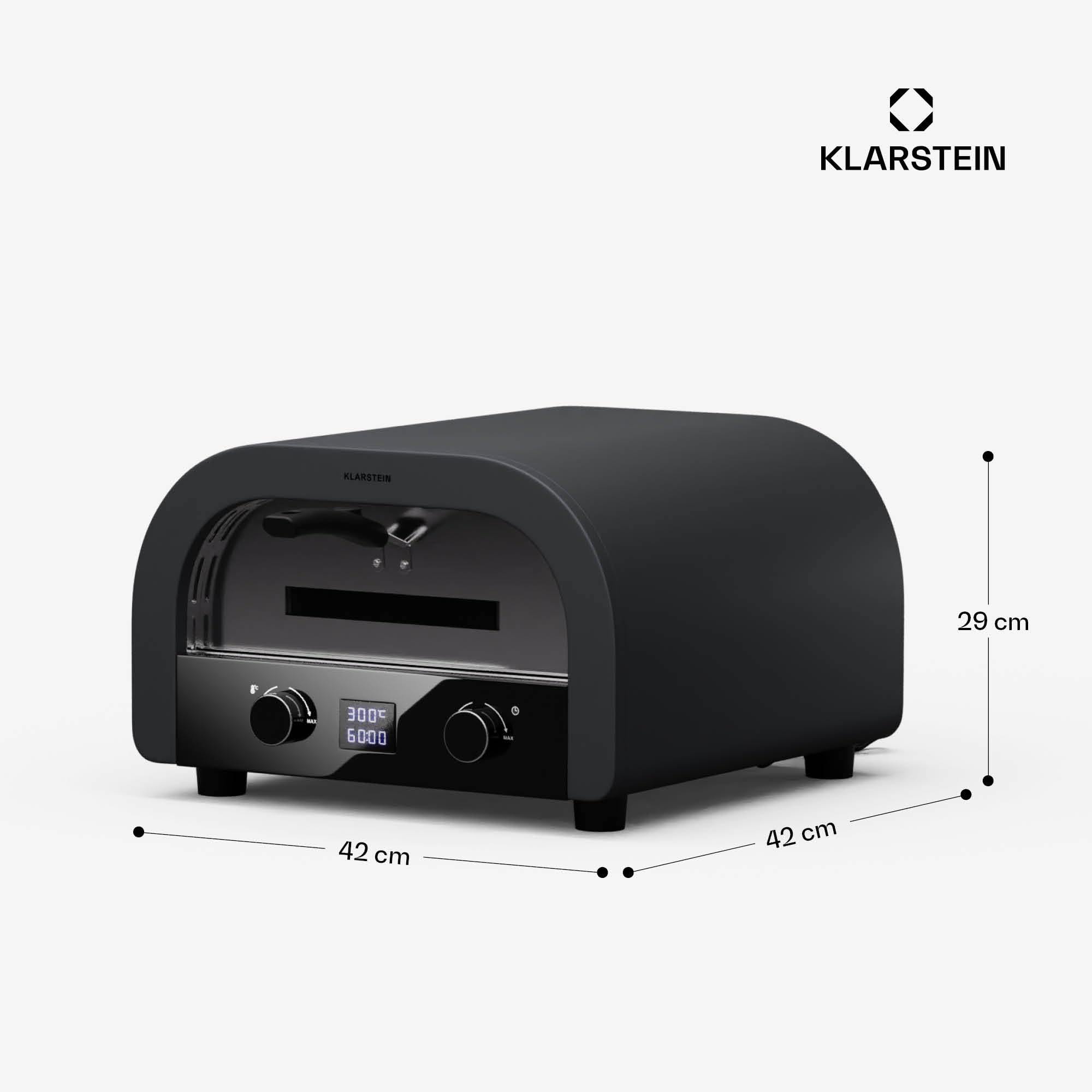 Klarstein FornoVetro Four à Pizza Électrique 2200W Double Chauffage Température Numérique Pierre à Pizza Couvercle Verre 450°C