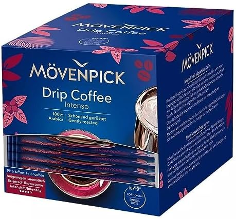 Movenpick Drip coffee intenso, pack of 10 single-dose filter coffee pouches
