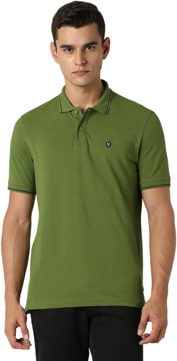Men's Cotton Solid Regular Fit Collar Polo T-Shirt
