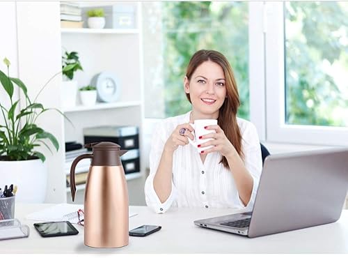 Miniatura 29 de Jarra de café de 68 onzas con aislamiento térmico de acero inoxidable para café, agua caliente, té, bebidas calientes, mantiene 12 horas calientes