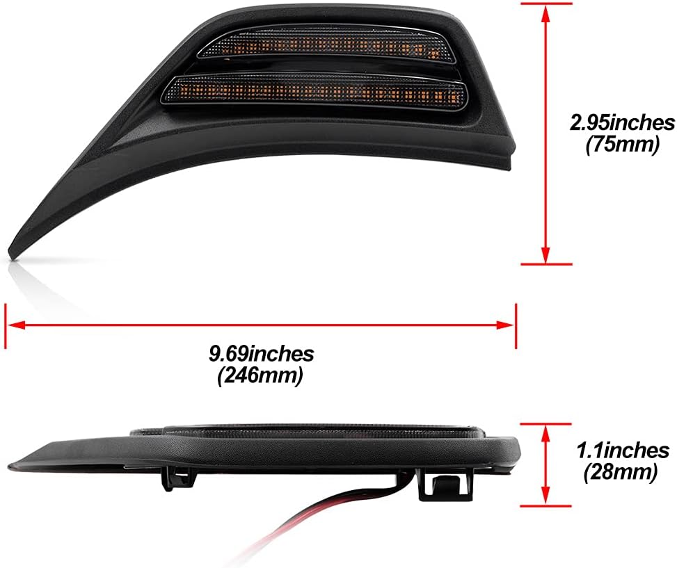 NJSBYL LED Side Marker Lights for J.eep Wrangler Gladiator 2018 2019 2020 2021 2022 2023 JL JT Amber LED Turn Signal Lights Smoked Lens Fender Side Repeater Blinker Lamps 68297664AA 68297664AD