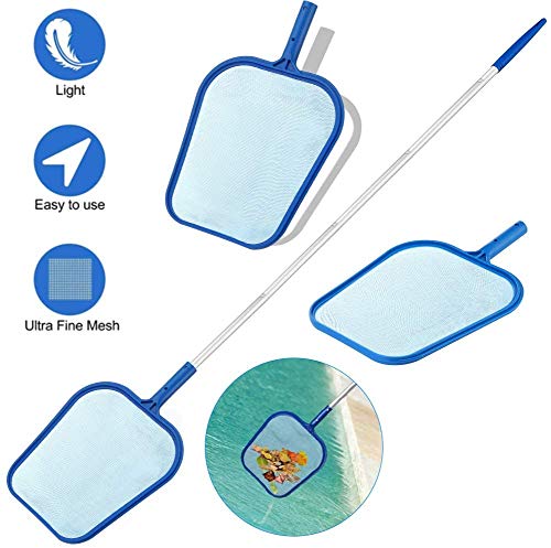 XIRUI - Espumador para piscina, malla fina, resistente, con barra telescópica de aluminio, para estanque, bañera de hidromasaje y spa