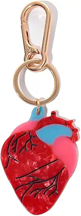 Novelty Keychain with Gold Metal Hook, Pink and Clear Design for Women Girls Gift