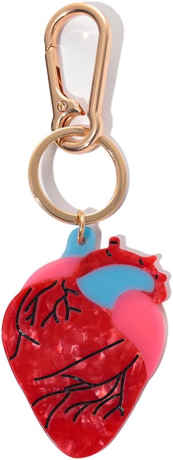 Novelty Keychain with Gold Metal Hook, Pink and Clear Design for Women Girls Gift