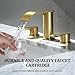 Ultimate Unicorn 8 inch Bathroom Faucet Brushed Gold, Waterfall Bathroom Faucet with Metal Pop-up Sink Drain Stopper and 2 Supply Hoses,2 Handle Widespread Faucets for Vanity Sink 3 Holes