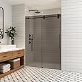 Echarri 48" W x 78" H Single Sliding Shower Door in Matte Black