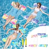 LYPPUL 3 Stück Luftmatratze Pool, 4 In 1 Luftmatratze Wasser Hängematte, Pool Zubehör Wasserhängematte Erwachsene und Kinder, Aufblasbares Schwimmbett Mit Netz Aufblasbare Pool Zubehör Spielzeug Spaß