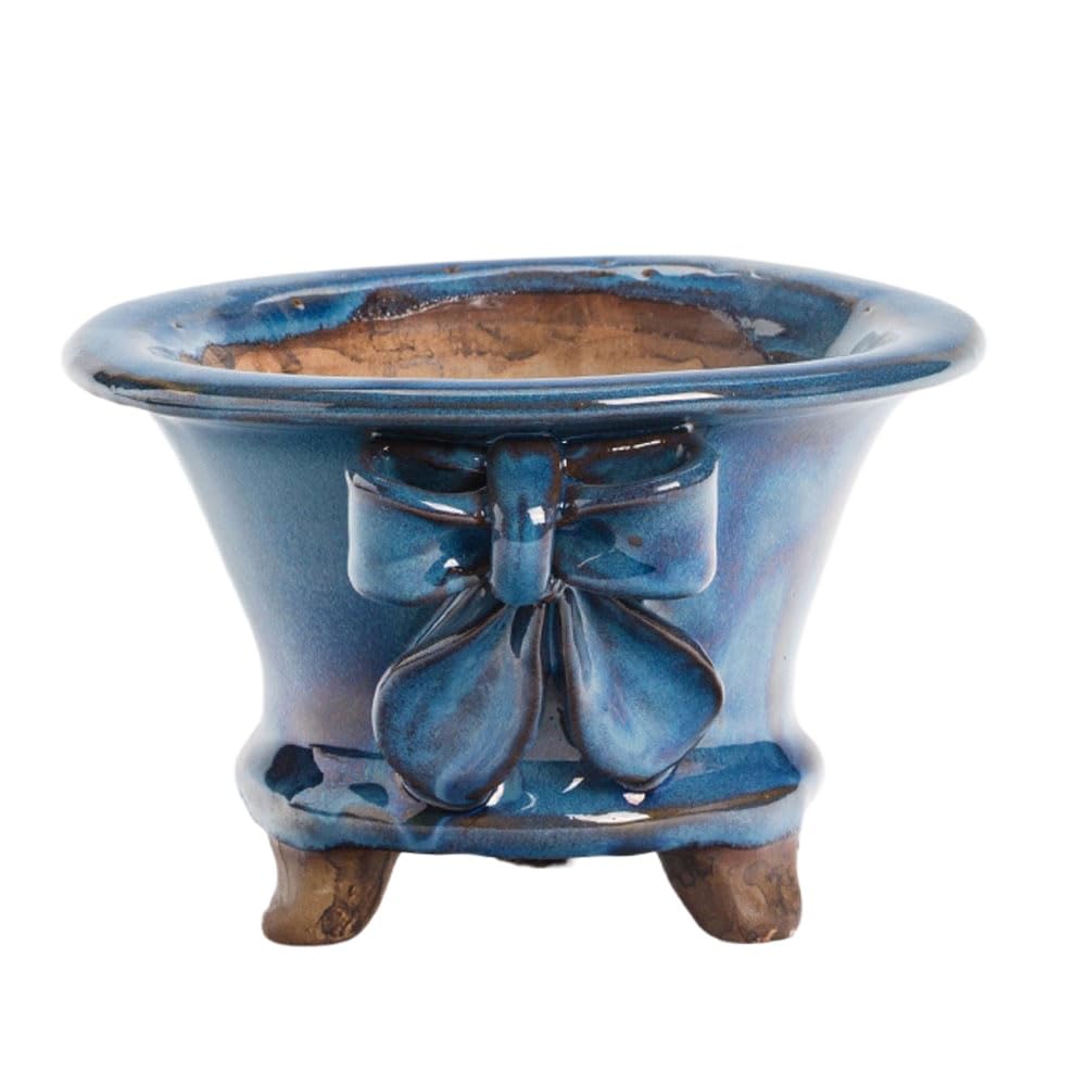 DFGHNBVC Cute Ceramic Succulent Planters, Stoneware Pots, Baskets And Bow Patterns Tiny Porcelain Garden Pots, Plants Not Included,A