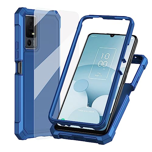 Ailiber Case for Jitterbug Smart 4 TCL 505 T509A/TCL 40T T608DL/TCL 40 XL Phone Case with Screen Protector Dual Layer Protection Shockproof Corner TPU Bumper Heavy Duty Cell Phone Cover-Blue