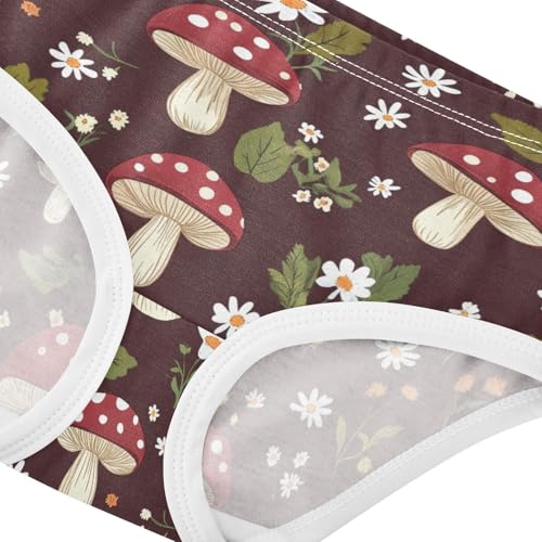 Wusikd Mushrooms Daisies Girls' Underwear Cotton Green Girls Briefs Soft Toddler Underwear 2T4