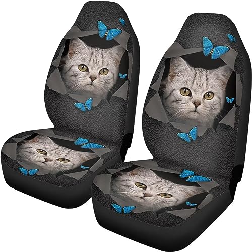 Housses de siège de voiture avant chat papillon universelles 52x138cm pour camion auto SUV