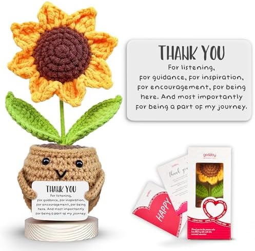 Gossby Handmade Positive Sunflower Doll Crochet with Card - Thank...