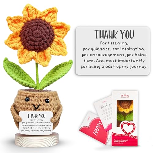 Gossby Handmade Positive Sunflower Doll Crochet with Card - Thank...