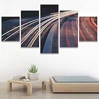SIGNWIN 5 Panel Canvas Wall Art Light Exposure for Home Decorations Ready to Hang - 60