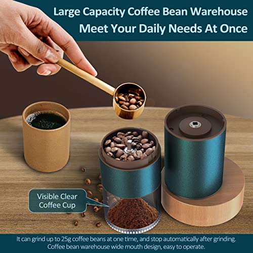 Petimeti Electric Coffee Grinder, Portable Coffee Bean Grinder With Stainless Steel Spiral Core,With 5 Gears Adjustable Burr Nuts, Adjustable Thickness Of Coffee, Easy To Clean And Storage #TOP3