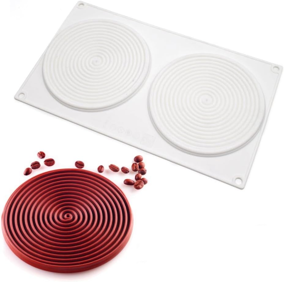 Round Spiral Shaped Cake Silicone Baking Mold DIY Spiral Silicone Candy Mould (Round Spiral B_11.88 X6.84X 0.36 inch)